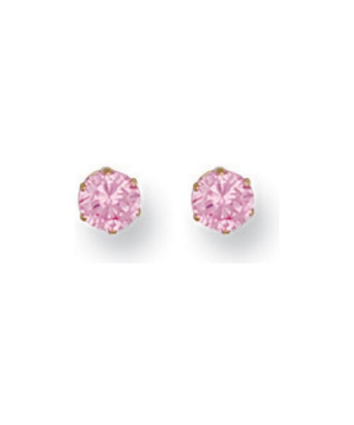 9ct Yellow Gold 4mm Claw Set Pink Cubic Zirconia Studs ST0045
