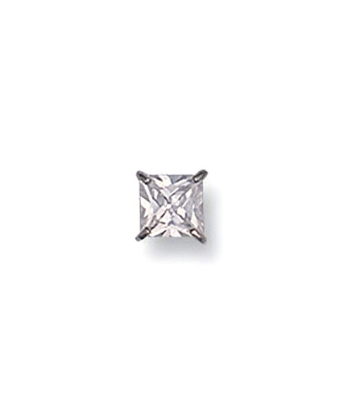 White Gold Gents Claw Set Princess Cut 5mm Cubic Zirconia MAN Stud ST0186