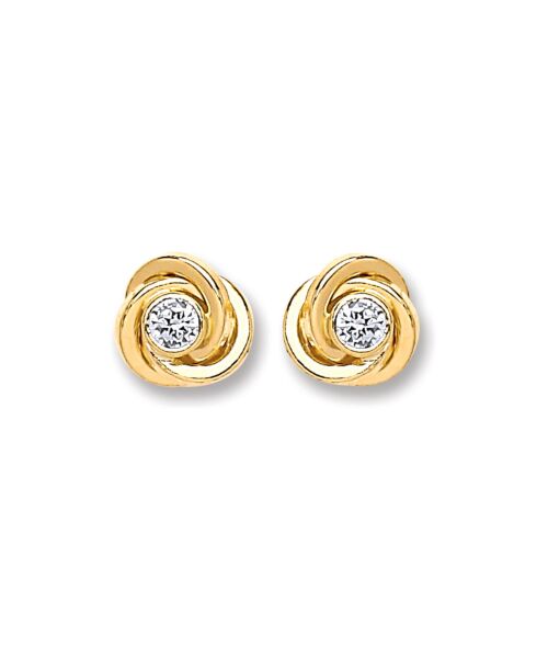9ct Gold Cubic Zirconia Knot Studs ST0244