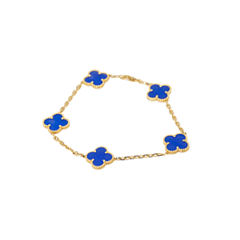 Vintage Alhambra Bracelet 5 Motifs Agate 18K Yellow Gold Imperial Time
