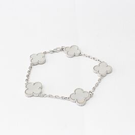 Vintage Alhambra Bracelet 5 Motifs, Mother-of-Pearl 18K White Gold ...