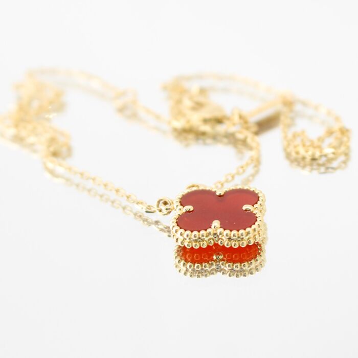 Van cleef carnelian alhambra on sale necklace