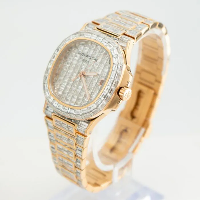 Patek Philippe Nautilus 5711 1R Diamond Baguette 18K Rose Gold Imperial Time UK LTD