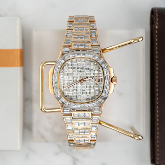 Patek Philippe Nautilus 5711 1R Diamond Baguette 18K Rose Gold Imperial Time UK LTD